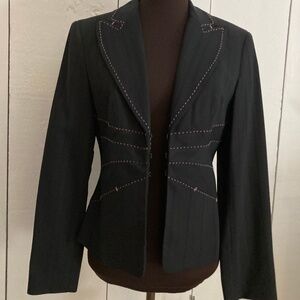 Bebe Black Blazer w/ Pink Trim Size 6